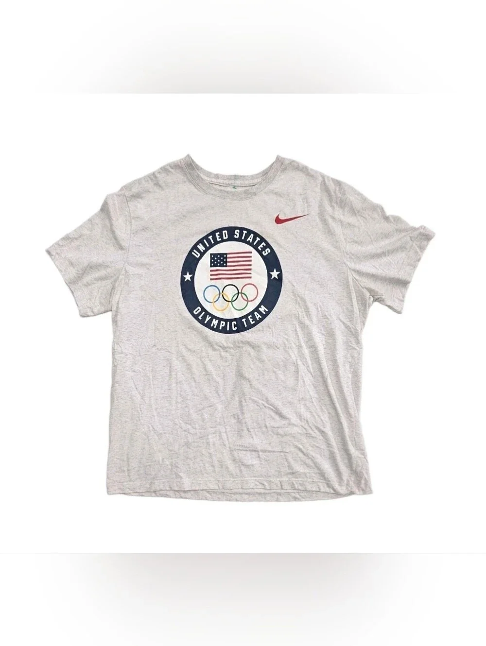 Nike Team USA Olympic Crest T-Shirt Mens XL Gray Athletic Graphic Tee EUC